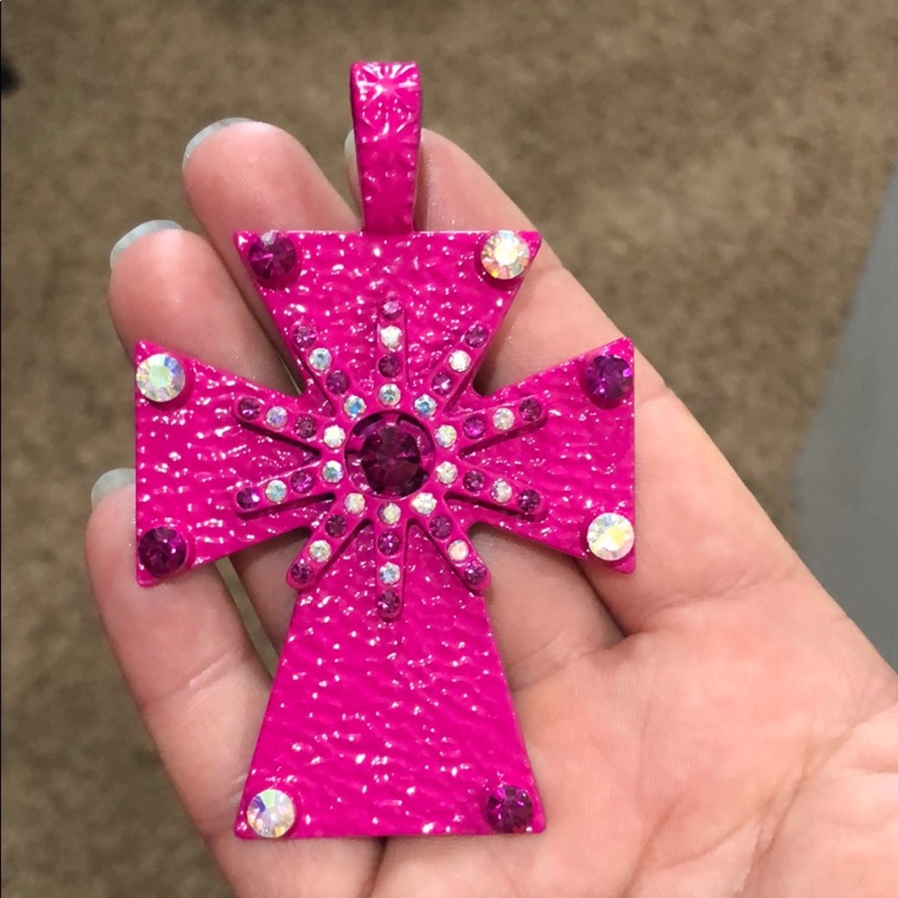Large cross pendant and earrings